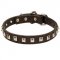 Black Russian Terrier Leather Collar Caterpillar Design