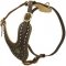 Royal Design Leather Black Russian Terrier Harness with Brass Studs