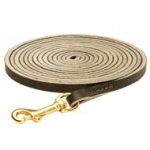 Long Leather Black Russian Terrier Leash for Tracking, Training and Walking