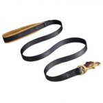 No Rubbing Nylon Black Russian Terrier Leash with Support Leather Material on the Handle