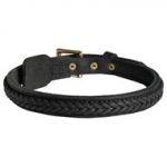 Black Russian Terrier Braided Leather Collar 1 Inch