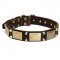 Leather Black Russian Terrier Collar with Studs and Plates