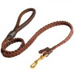 Black Russian Terrier Leather Braided Dog Leash