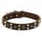 Leather Black Russian Terrier Collar With Studs and Pyramids