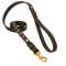 Studded Leather Black Russian Terrier Leash for Dog Walking and Training
