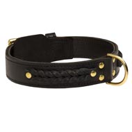 Incredible Design Black Russian Terrier Braided Leather Collar