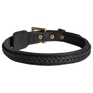 Black Russian Terrier Braided Leather Collar 1 Inch