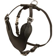 Adjustable Leather Black Russian Terrier Harness for Attack / Agitation Training