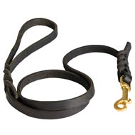 Handcrafted Braided Leather Black Russian Terrier Leash for Walking and Training