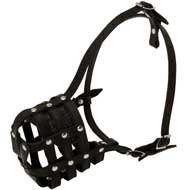 Walking and Training Leather Cage Black Russian Terrier Muzzle