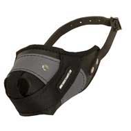 Protection Training Black Russian Terrier Muzzle Made of Nylon and Leather