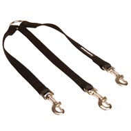Triple Nylon Black Russian Terrier Leash Coupler for Walking 3 Dogs at a Time