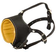 Snout Short Leather Black Russian Terrier Muzzle Padded with Nappa Leather