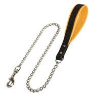 Black Russian Terrier Dog Leash with Leather Handle
