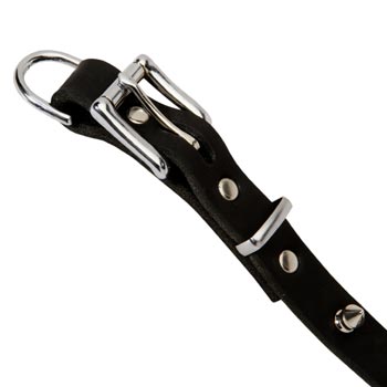 Black Russian Terrier Dog Leather Collar Rust-proof Spikes