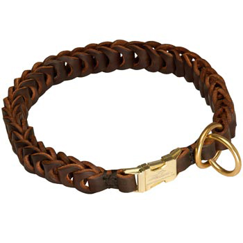 Black Russian Terrier Leather Collar Braided Design