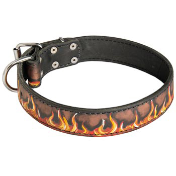Leather Black Russian Terrier Collar Designer for Dog Walking and Training