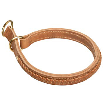 Black Russian Terrier Obedience Training Choke Braided  Leather Collar