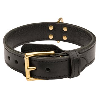 Black Russian Terrier  Leather Collar with Easy in Use Buckle