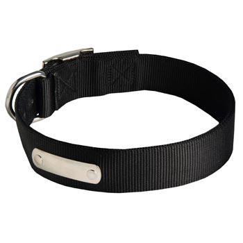 Nylon Black Russian Terrier Collar with Identification Tag