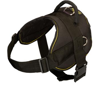 Nylon All Weather Black Russian Terrier Harness for Service Dogs