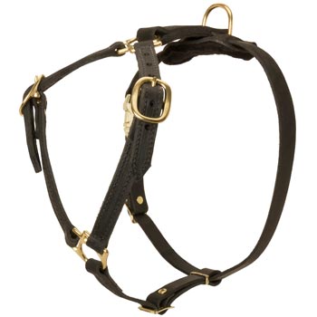 Leather Black Russian Terrier Harness Light Weight Y-Shaped for Tracking Dog