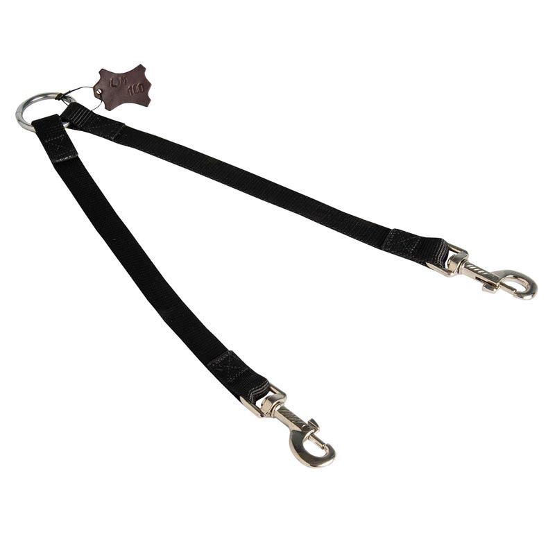 Nylon Black Russian Terrier Leash Coupler Stitched - Click Image to Close