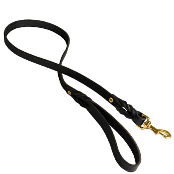 Designer Leather Black Russian Terrier Leash Black Super Fashion