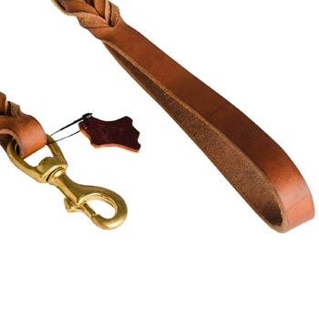 Black Russian Terrier Leather Leash for Canine Service