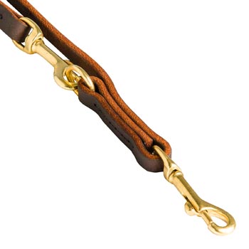 Leather Black Russian Terrier Leash with Rustproof Hardware