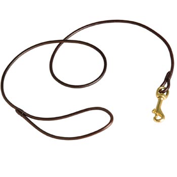 Round Leather Black Russian Terrier Leash for Dog Show