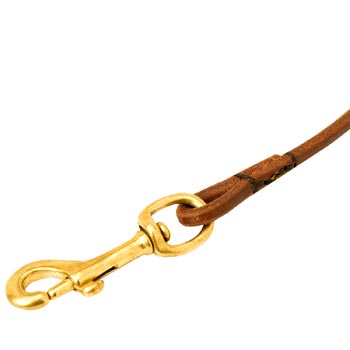 Black Russian Terrier Round Leather Leash with Massive Snap Hook