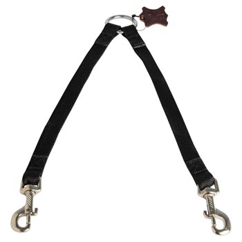 Black Russian Terrier Nylon Coupler for 2 Dogs