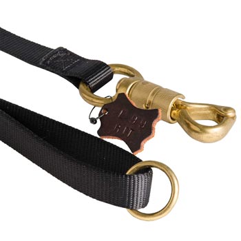 Black Russian Terrier Leash Nylon Special Design with Securely Stitched Brass Snap Hook