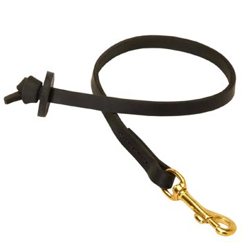 Leather Short Leash for Black Russian Terrier