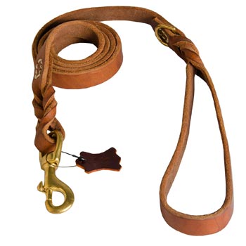 Leather Leash for Black Russian Terrier Successful Schutzhund Training