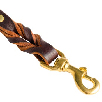Black Russian Terrier Short Leather Pull Tab with Rust-proof Snap Hook