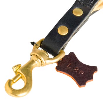 Short Control Dog Leash Fully Leather with Snap Hook for Black Russian Terrier