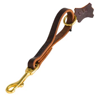 Leather Dog Leash Short Hand Crafted for Black Russian Terrier