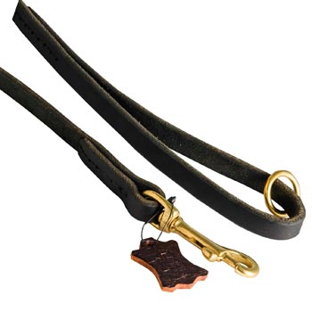 Handmade Leather Dog Leash with Floating O-Ring on The  Handle for Black Russian Terrier