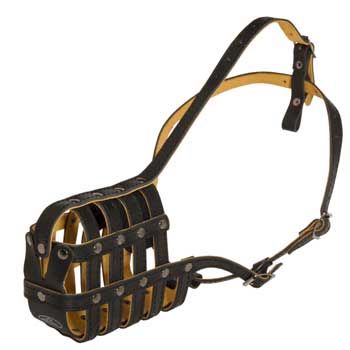 Leather Basket Black Russian Terrier Muzzle