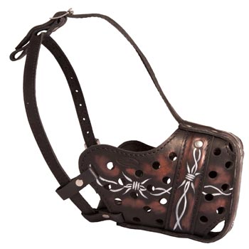 Training Leather Black Russian Terrier Muzzle with Perfect Ventilation