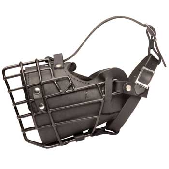 Leather Black Russian Terrier Muzzle Padded Metal Basket