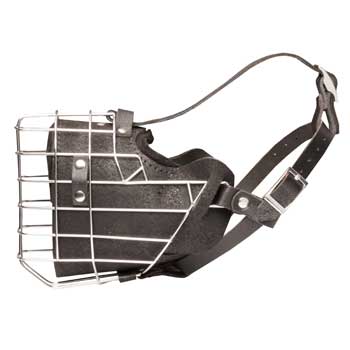 Leather Basket Black Russian Terrier Muzzle